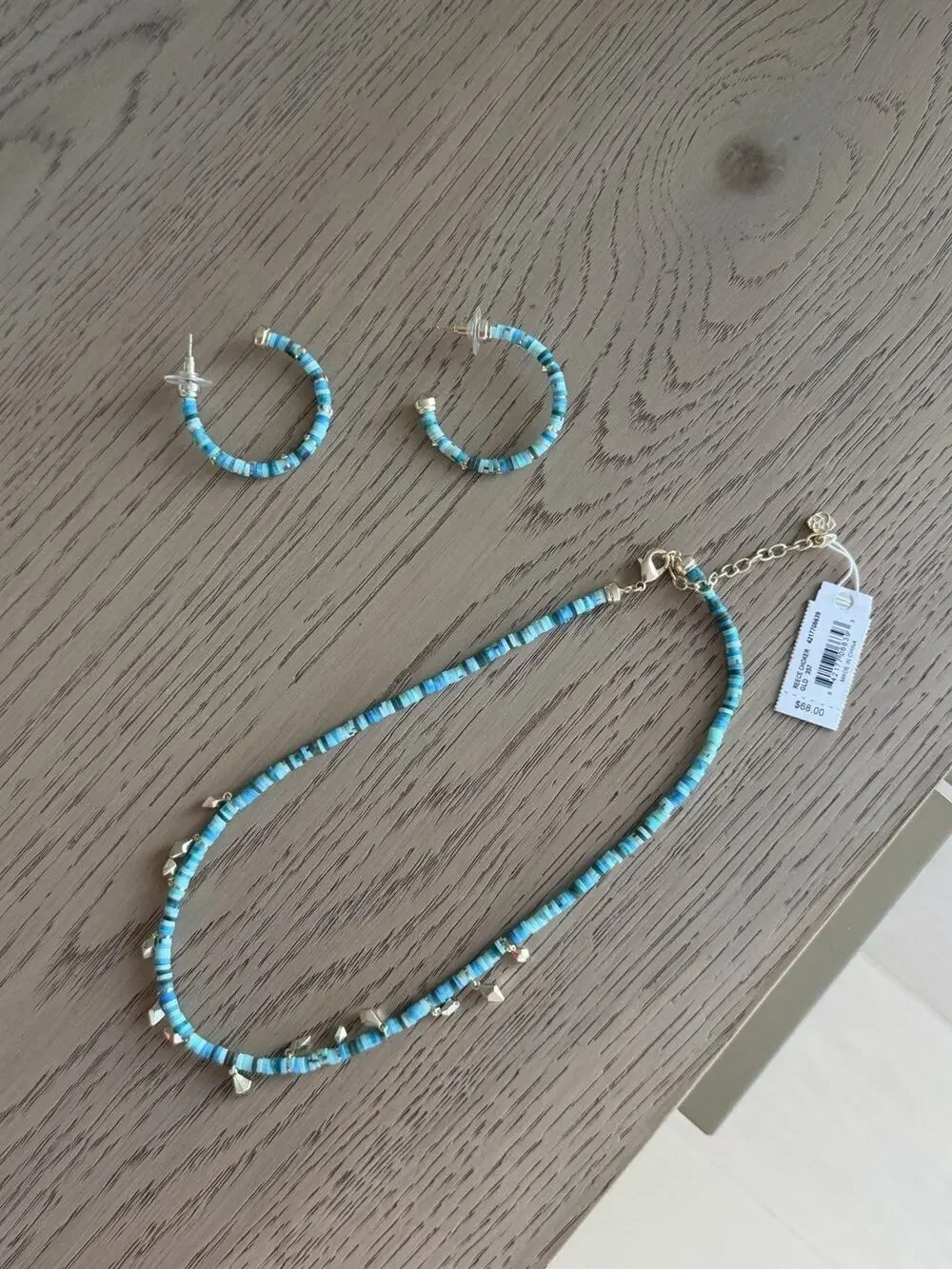 Matching Earring and Bracelet Set Teal Boho Beaded Jewelry
